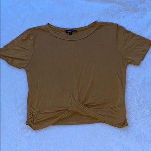 cropped mustard yellow t-shirt with crossed front